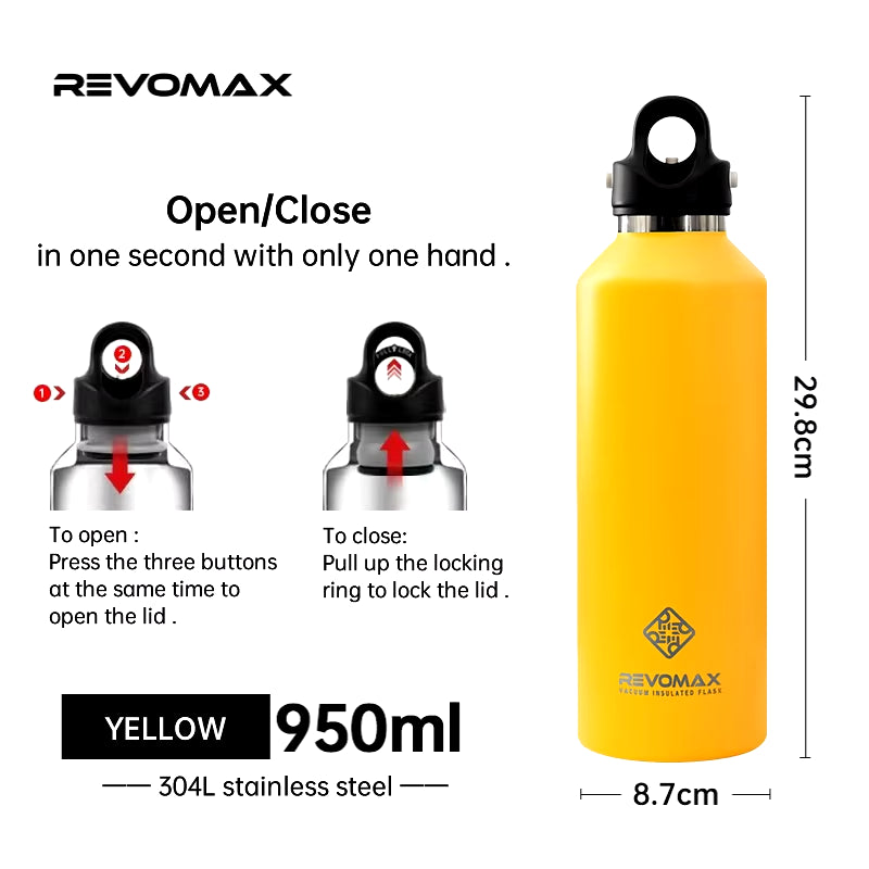 Large Capacity Stainless Steel Thermos Portable Vacuum Flask Insulated Tumbler with No Screw Lid Thermo Bottle 950Ml
