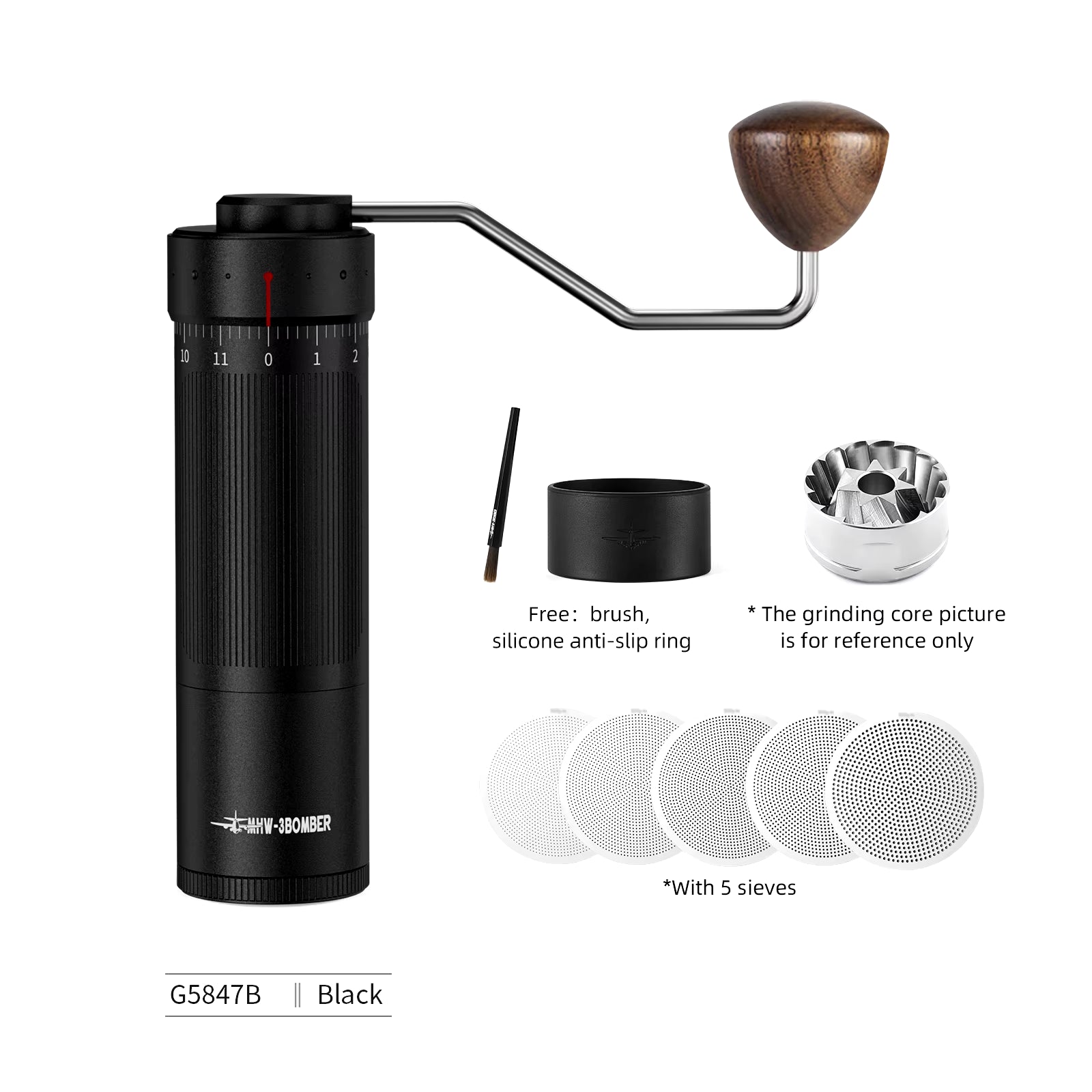 Manual Coffee Grinder for Espresso Pour over Coffee Stainless Steel Conical Burr Adjustable Setting Barista Tools