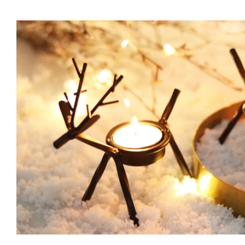 European Deer Candlestick Elk Candle Holder Table Decorative Handmade Iron Art Candlestick Home Desktop Decorations Ornaments