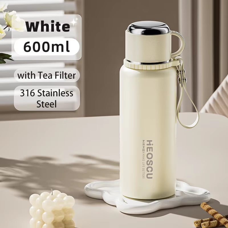 Stanless Steel Thermal Bottle with Tea Filter,Temperature Display Insulated Bottles Outdoor Portable Vacuum Flasks 600-1000ML
