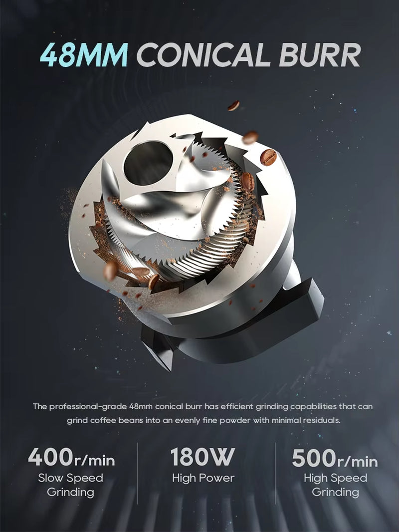 G5 48Mm Conical Burr Electric Coffee Grinder Compact Portable Coffee Bean Mill Kitchen for Espresso Turkish Coffee