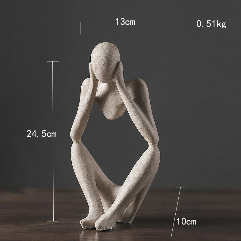 Nordic Abstract Sculpture Thinker Statue Resin Woman Figurine Office Home Decoration Accessories Decor Crafts Modern Art