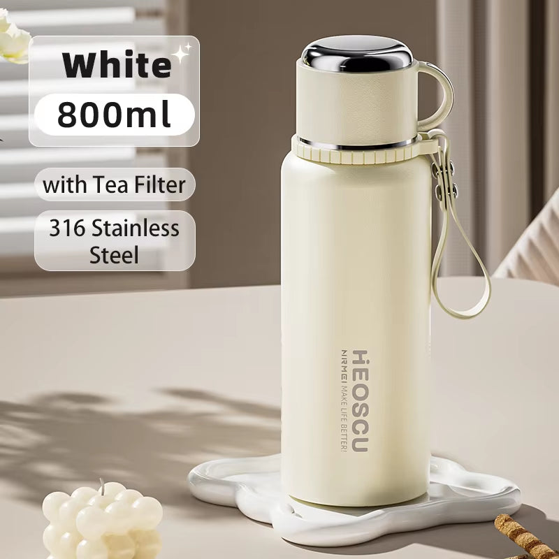 Stanless Steel Thermal Bottle with Tea Filter,Temperature Display Insulated Bottles Outdoor Portable Vacuum Flasks 600-1000ML