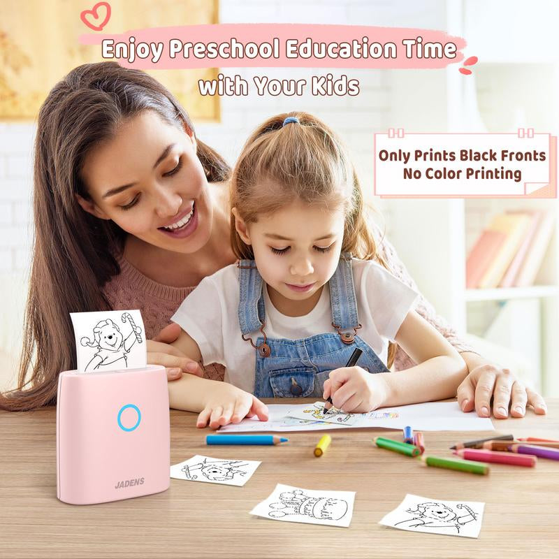JADENS Mini Sticker Printer-2 Inch Bluetooth Thermal Pocket Printer,Inkless Portable Printer for Study Notes,Photos, Memos,Lists,Work Plans,Diy,Gifts,Journals Sticker Printer