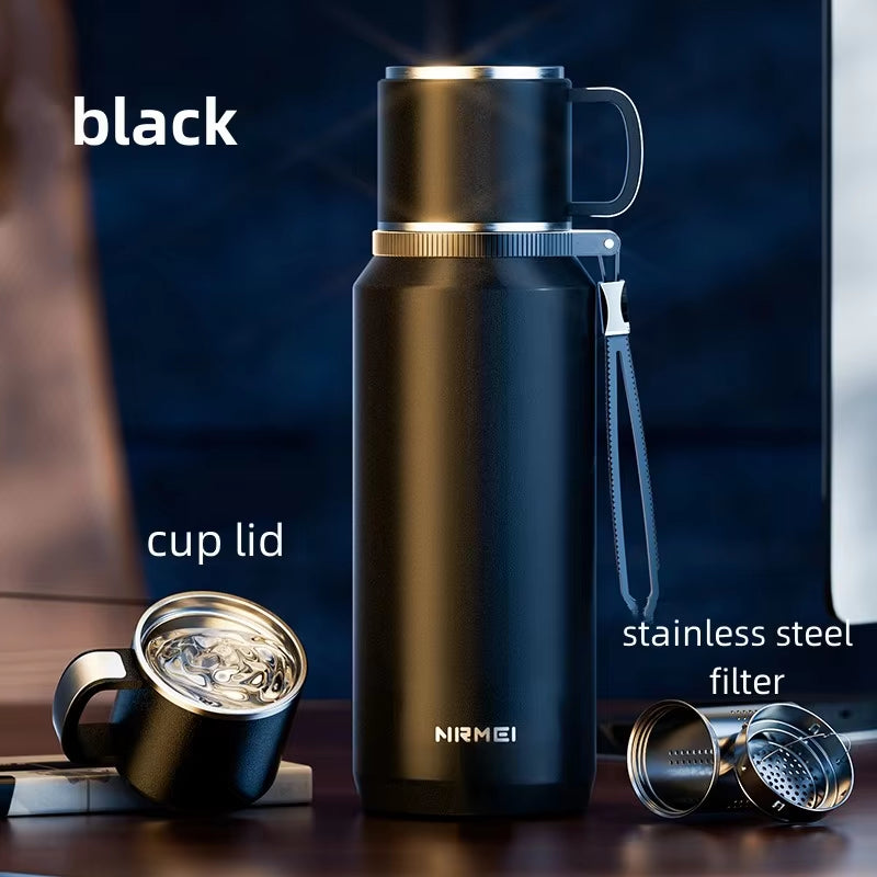 Double Wall Keep Hot and Cold Thermos Bottle Stainless Steel Insulated Bottles Vacuum Flask Large Thermos Cup with Tea Filter