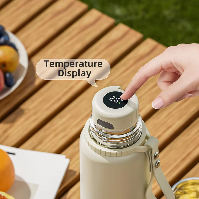 Stanless Steel Thermal Bottle with Tea Filter,Temperature Display Insulated Bottles Outdoor Portable Vacuum Flasks 600-1000ML