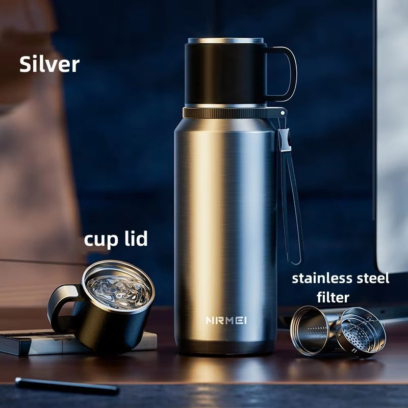 Double Wall Keep Hot and Cold Thermos Bottle Stainless Steel Insulated Bottles Vacuum Flask Large Thermos Cup with Tea Filter