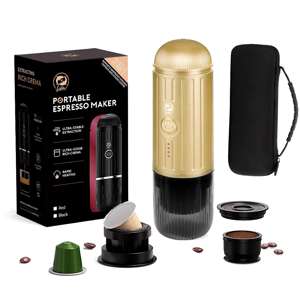Portable Espresso Coffee Maker Electric Coffee Machine 19Bar Automatic Heating Fit Nespresso Capsule Pods Ground Coffee