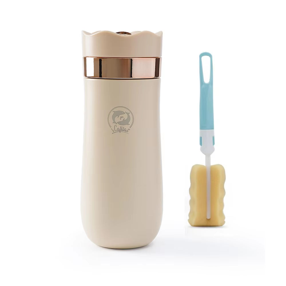 2IN 1 Portable French Press Pot 320Ml Travel Coffee Maker Stainless Steel Double-Walled Coffee Tea Bottle & Thermo Jug Kettle