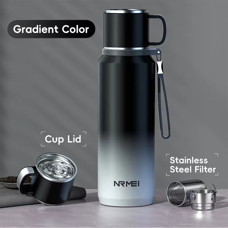 Double Wall Keep Hot and Cold Thermos Bottle Stainless Steel Insulated Bottles Vacuum Flask Large Thermos Cup with Tea Filter
