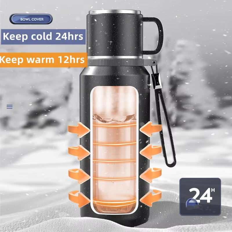 Double Wall Keep Hot and Cold Thermos Bottle Stainless Steel Insulated Bottles Vacuum Flask Large Thermos Cup with Tea Filter