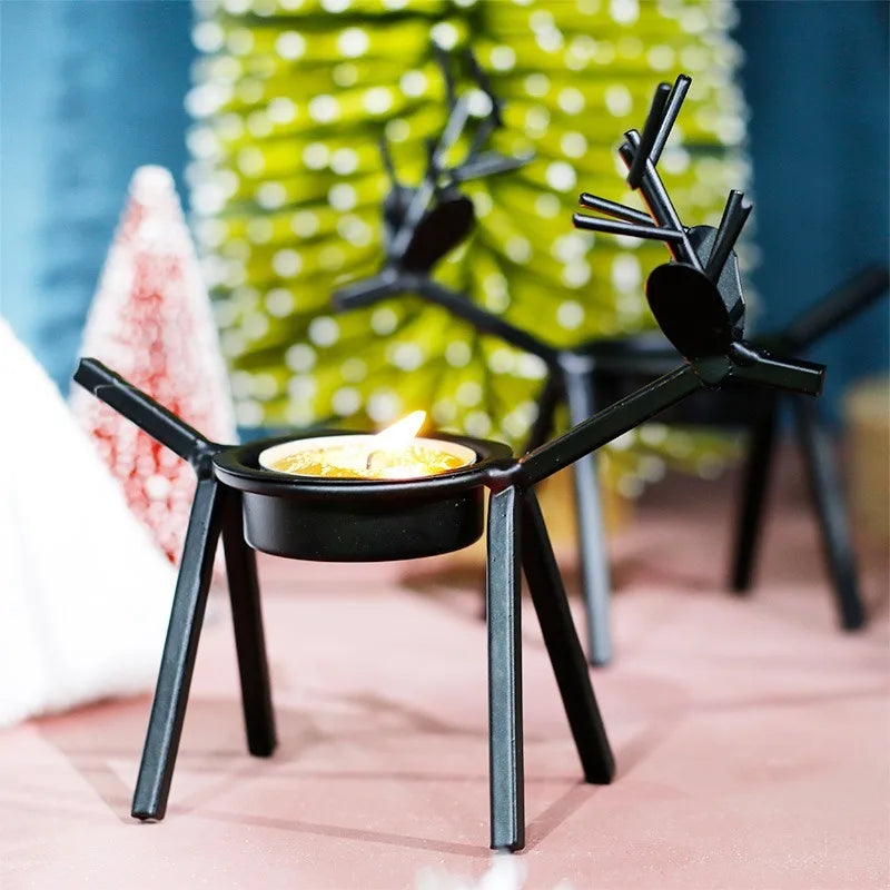 European Deer Candlestick Elk Candle Holder Table Decorative Handmade Iron Art Candlestick Home Desktop Decorations Ornaments