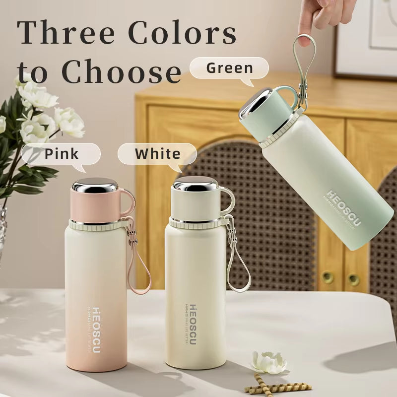 Stanless Steel Thermal Bottle with Tea Filter,Temperature Display Insulated Bottles Outdoor Portable Vacuum Flasks 600-1000ML