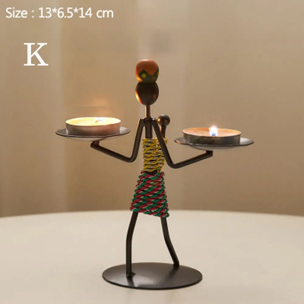 Nordic Metal Candlestick Abstract Character Sculpture Candle Holder Decor Handmade Figurines Home Decoration Art Gift