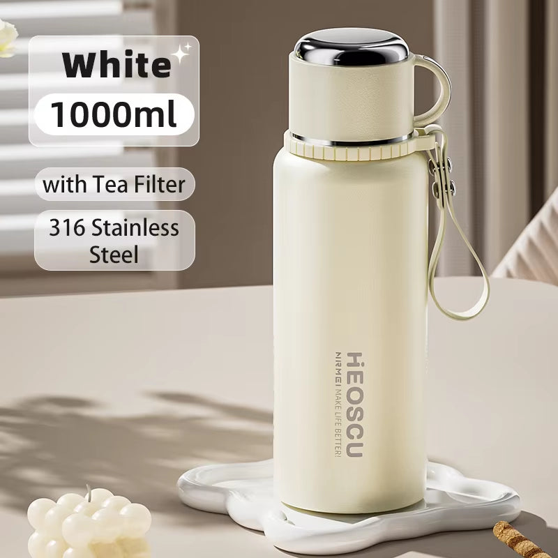 Stanless Steel Thermal Bottle with Tea Filter,Temperature Display Insulated Bottles Outdoor Portable Vacuum Flasks 600-1000ML