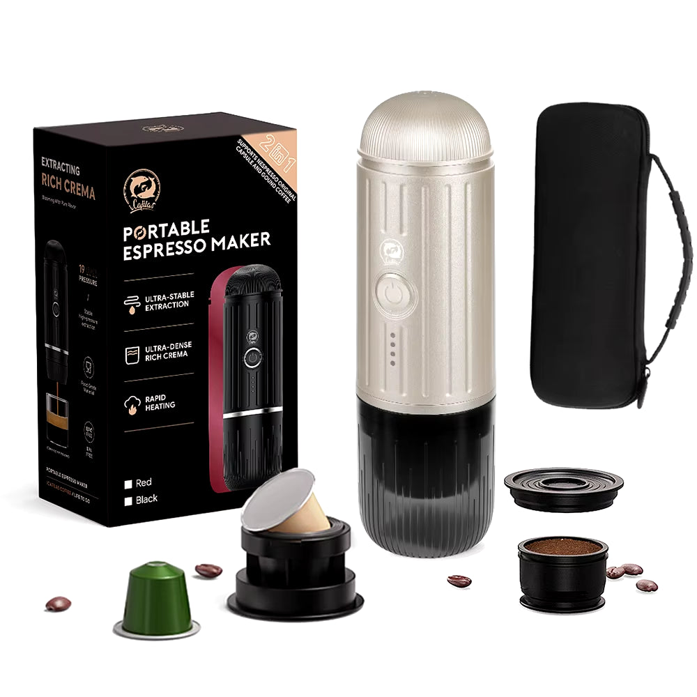 Portable Espresso Coffee Maker Electric Coffee Machine 19Bar Automatic Heating Fit Nespresso Capsule Pods Ground Coffee