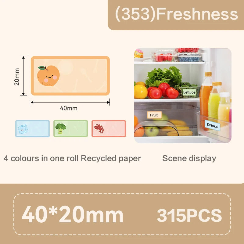 Thermal Printer Kitchen Frozen Label Paper Resistant to Low Temperatures down To-18°C Sticker Roll for B1 B21 B203 Label