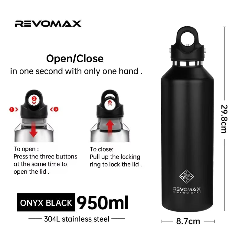 Large Capacity Stainless Steel Thermos Portable Vacuum Flask Insulated Tumbler with No Screw Lid Thermo Bottle 950Ml