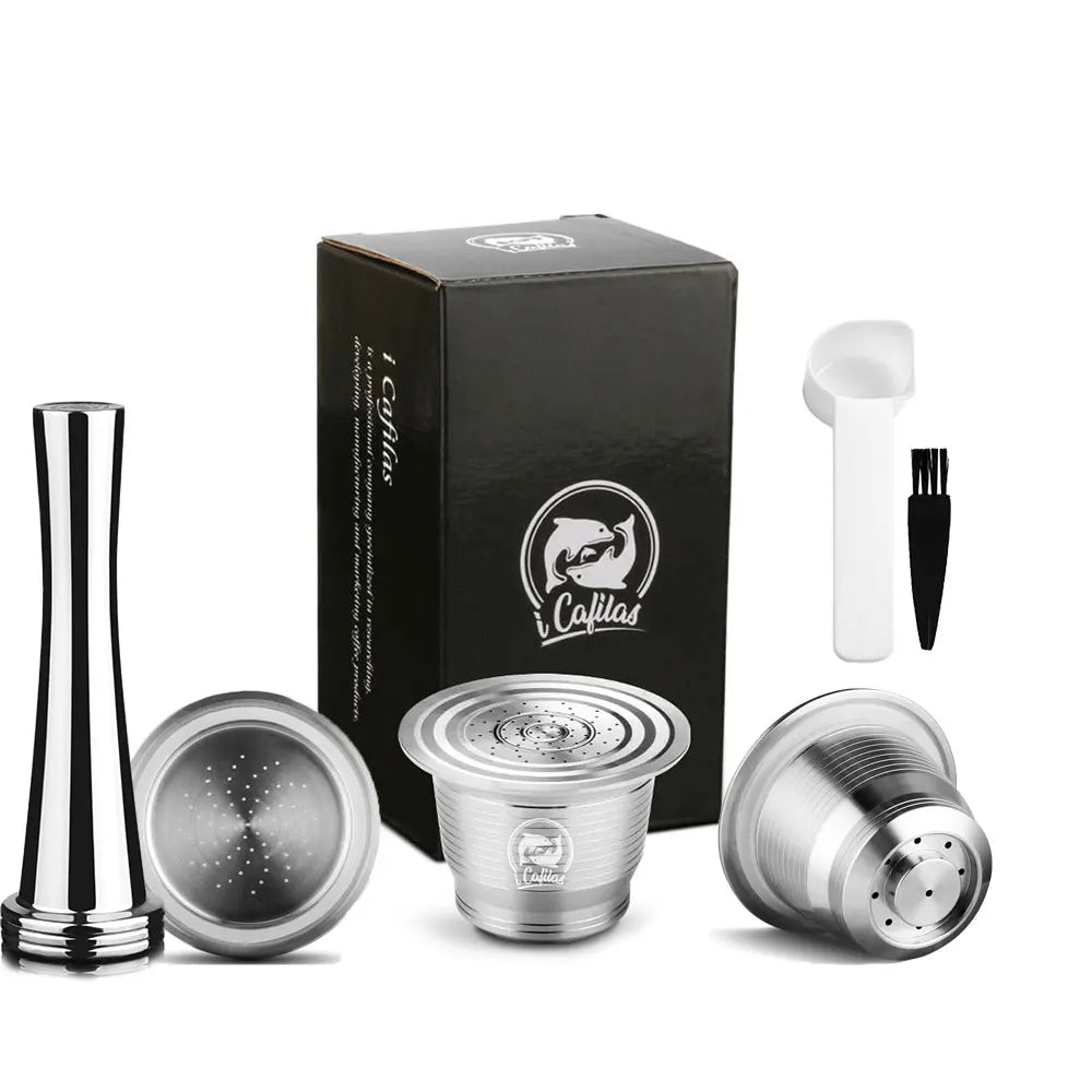 Icafilas for Nespresso Refillable Capsule Two Version Reutilizable Stainless Steel Reusable Coffee Filter Espresso Coffee Pod