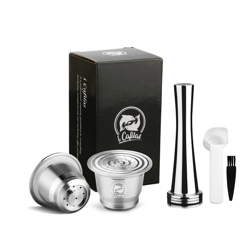 Icafilas for Nespresso Refillable Capsule Two Version Reutilizable Stainless Steel Reusable Coffee Filter Espresso Coffee Pod