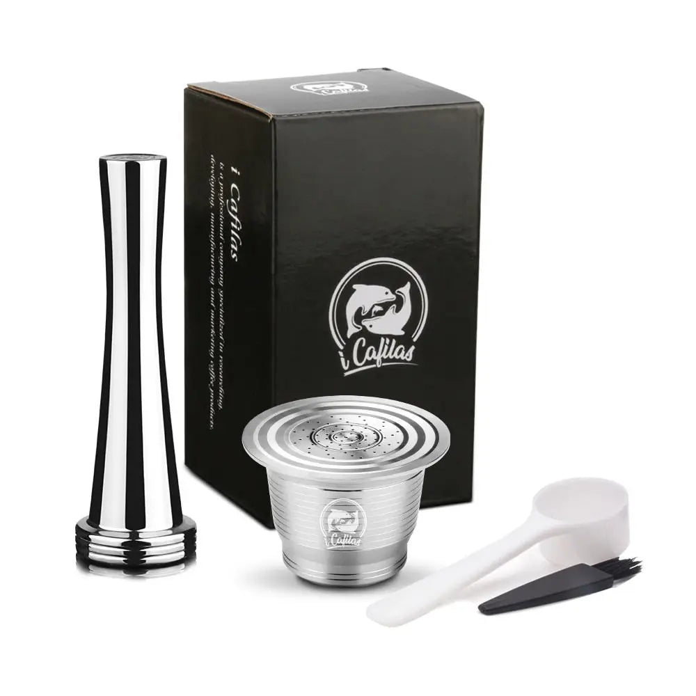 Icafilas for Nespresso Refillable Capsule Two Version Reutilizable Stainless Steel Reusable Coffee Filter Espresso Coffee Pod
