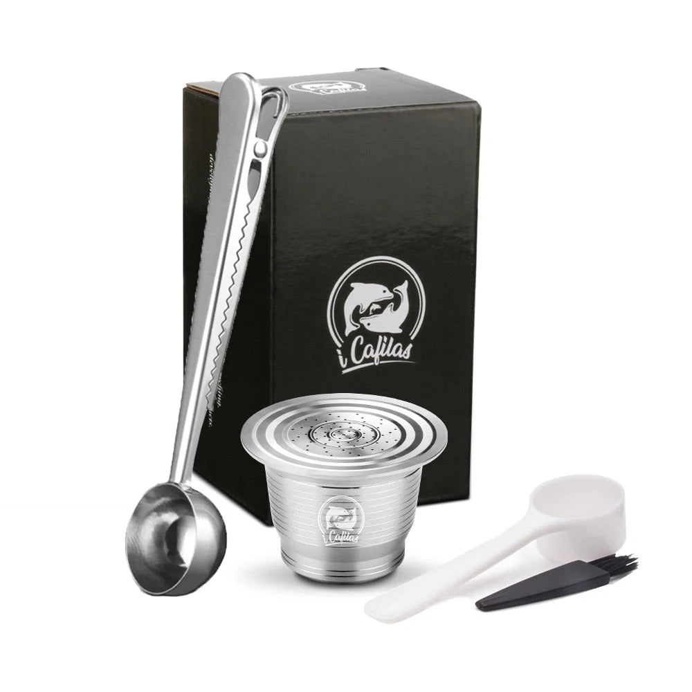 Icafilas for Nespresso Refillable Capsule Two Version Reutilizable Stainless Steel Reusable Coffee Filter Espresso Coffee Pod