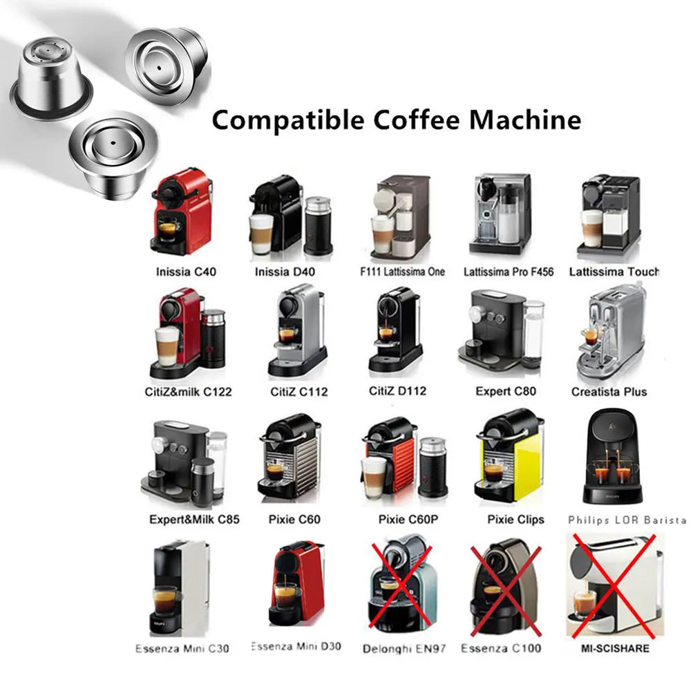 Icafilas for Nespresso Refillable Capsule Two Version Reutilizable Stainless Steel Reusable Coffee Filter Espresso Coffee Pod