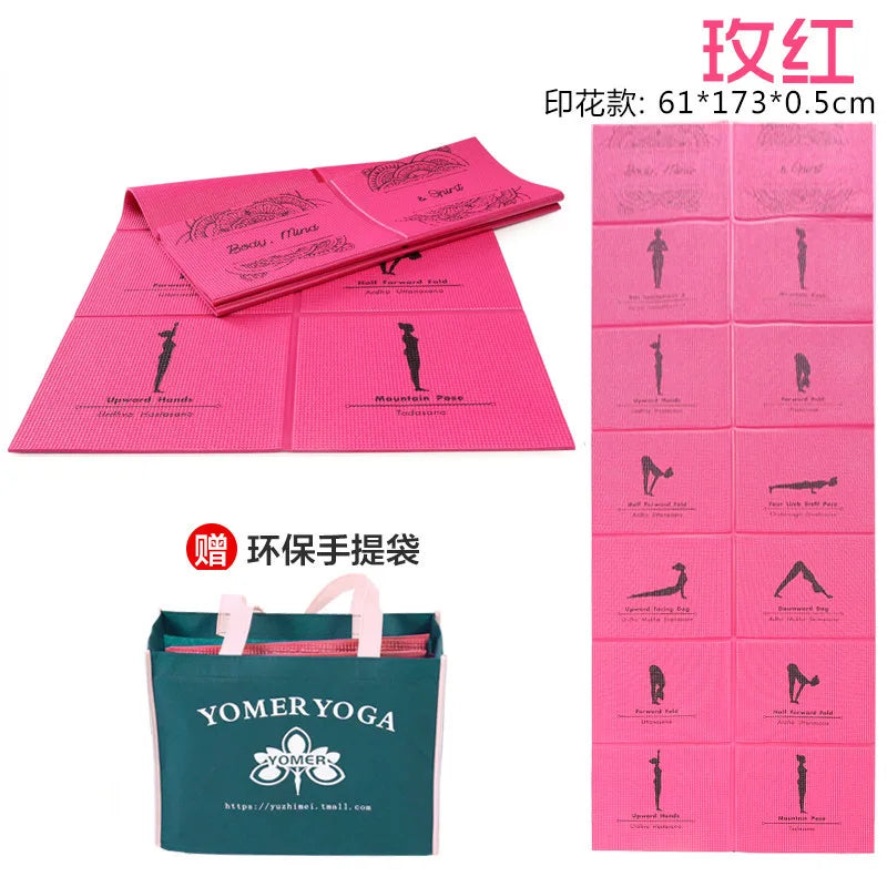 Folding and Thickening Yoga Mat for Sports PVC Portable Travel Student Nap Mat 3Mm 4Mm 5Mm 6Mm 8Mm Workout Mats Tapis Caoutchouc