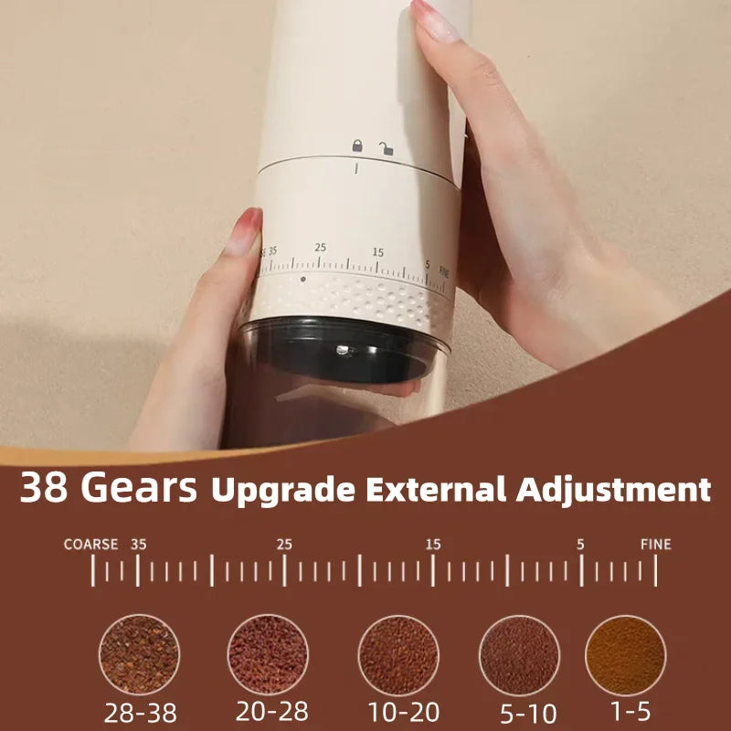 New Electric Coffee Grinder 1500Mah Conical Coffee Burr Grinder Externally Adjustable Bean Grinding Machine Kaffe Bohnen Grinder