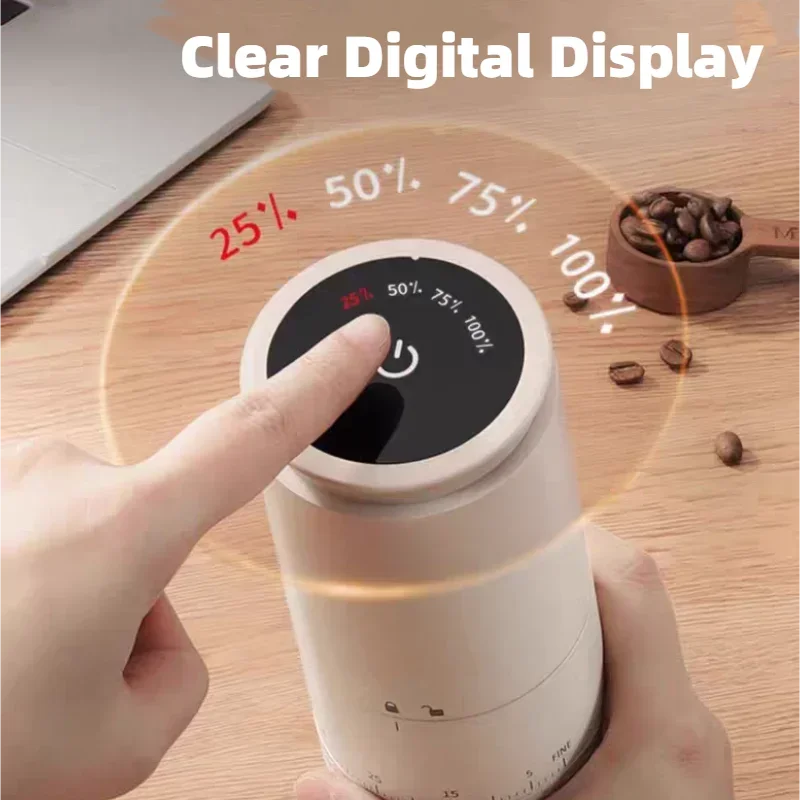 New Electric Coffee Grinder 1500Mah Conical Coffee Burr Grinder Externally Adjustable Bean Grinding Machine Kaffe Bohnen Grinder