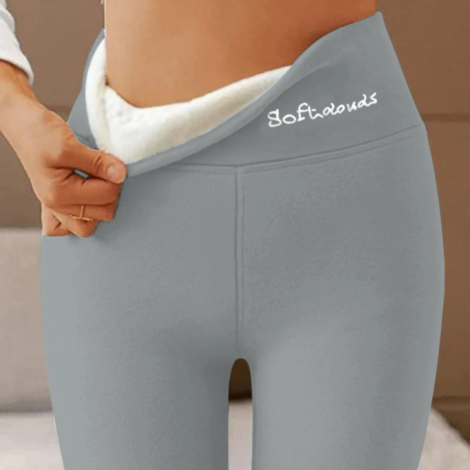 Plus Size Women'S Fleece Lined Ribbed Leggings Thermal Warm Winter Tights High Waist Thick Velvet Pants for Cold Weather
