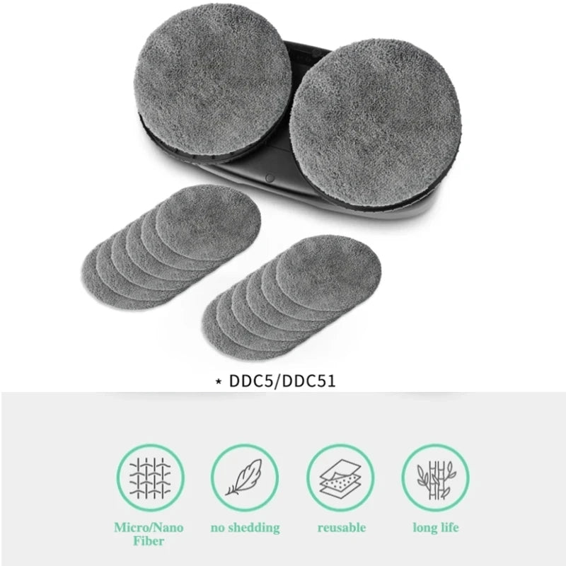 Washable Mop Pads for HUTT DDC5 DDC55 Electric Window Vacuum Cleaner MOP Cloth Rags Window Glass Cleaning Clothes Kits