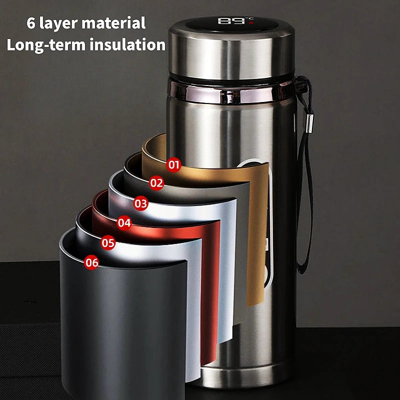 800Ml-1Liter Stainless Steel Thermos Bottle with LED Temperature Display Sus304 Tea Water Bottle Vacuum Flask Portable Cups