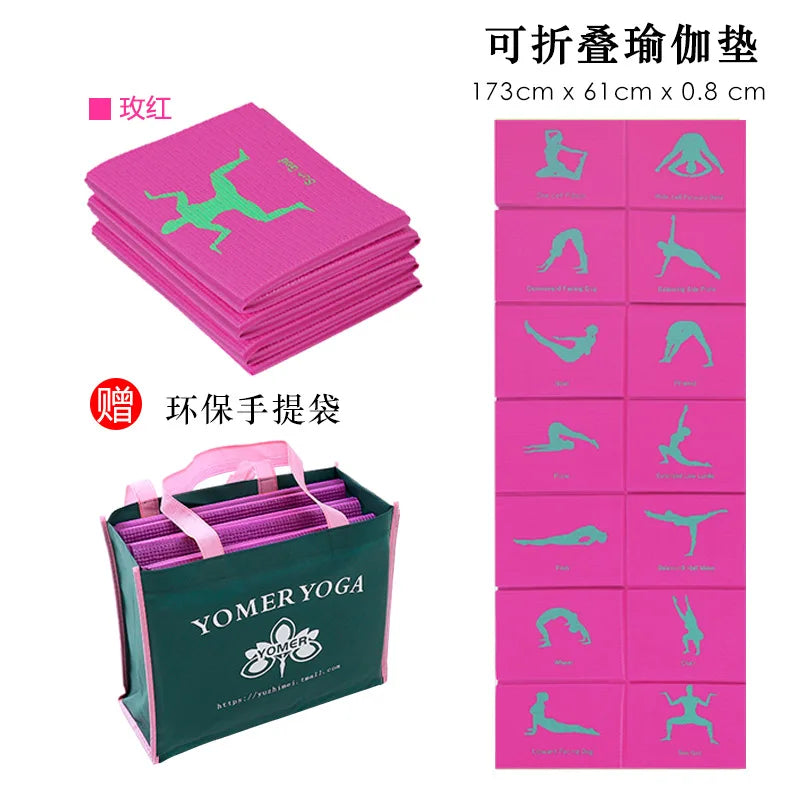 Folding and Thickening Yoga Mat for Sports PVC Portable Travel Student Nap Mat 3Mm 4Mm 5Mm 6Mm 8Mm Workout Mats Tapis Caoutchouc