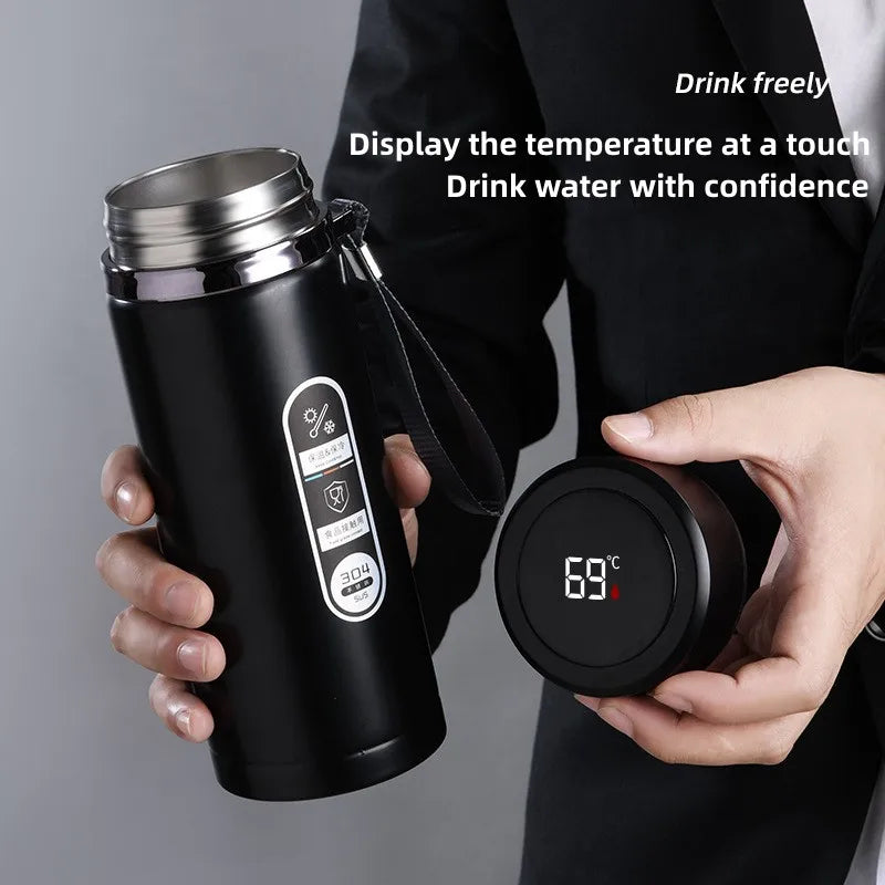 800Ml-1Liter Stainless Steel Thermos Bottle with LED Temperature Display Sus304 Tea Water Bottle Vacuum Flask Portable Cups