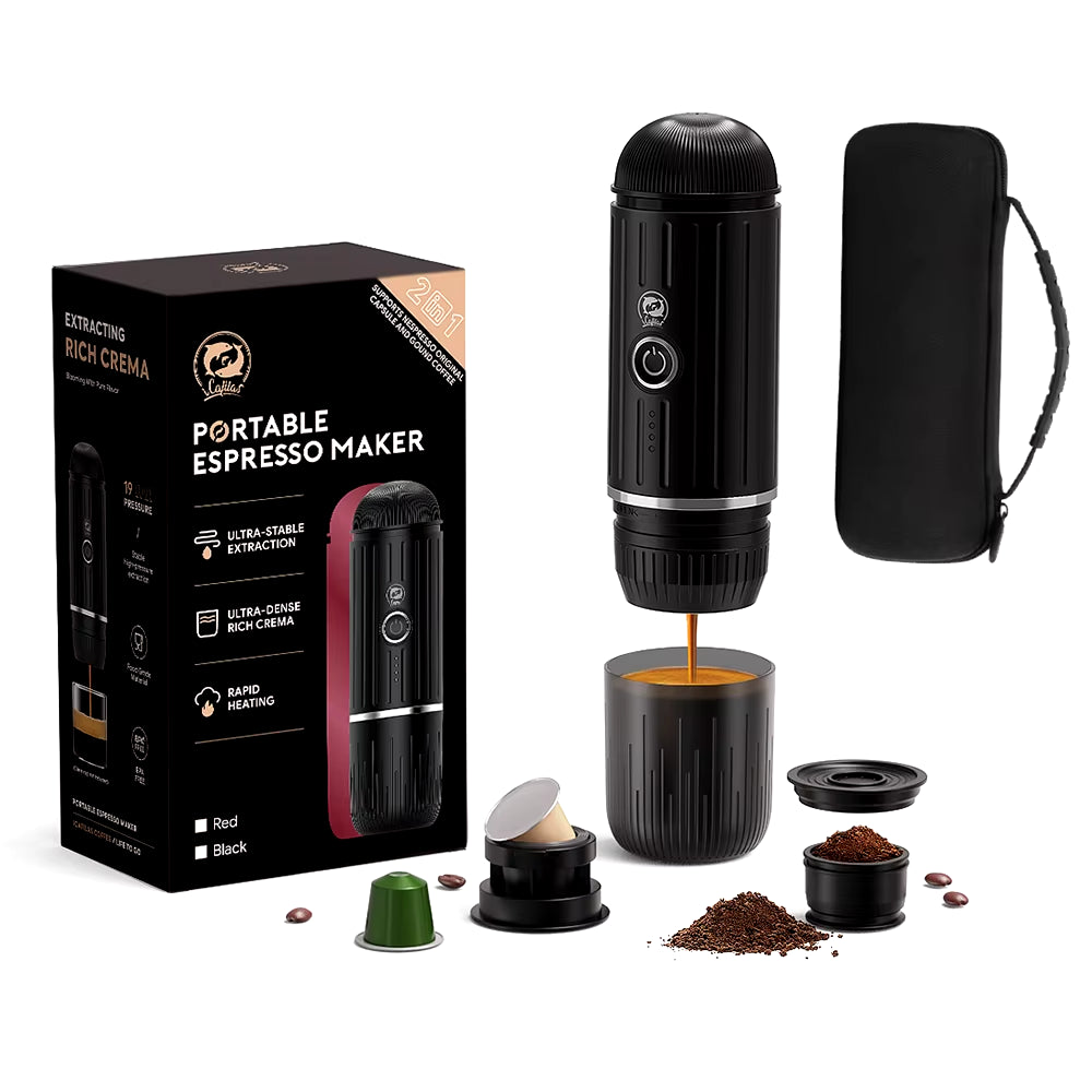 Portable Espresso Coffee Maker Electric Coffee Machine 19Bar Automatic Heating Fit Nespresso Capsule Pods Ground Coffee