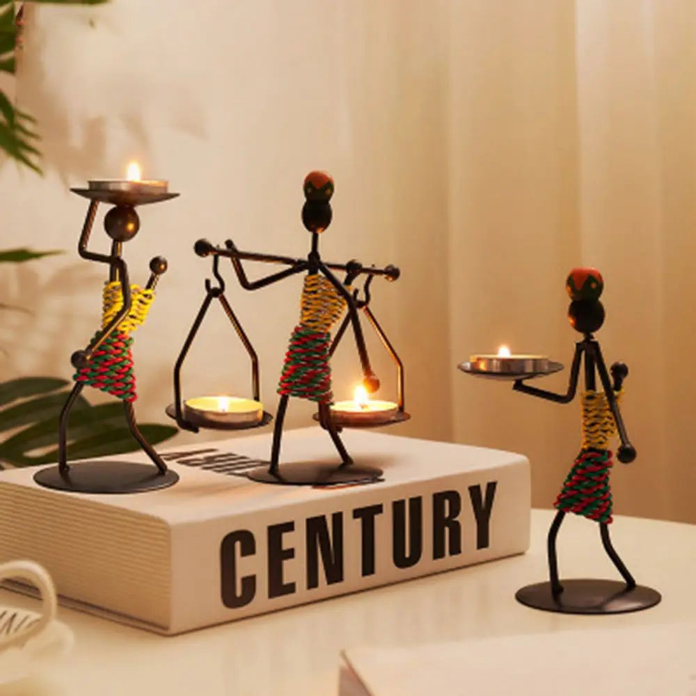 Nordic Metal Candlestick Abstract Character Sculpture Candle Holder Decor Handmade Figurines Home Decoration Art Gift