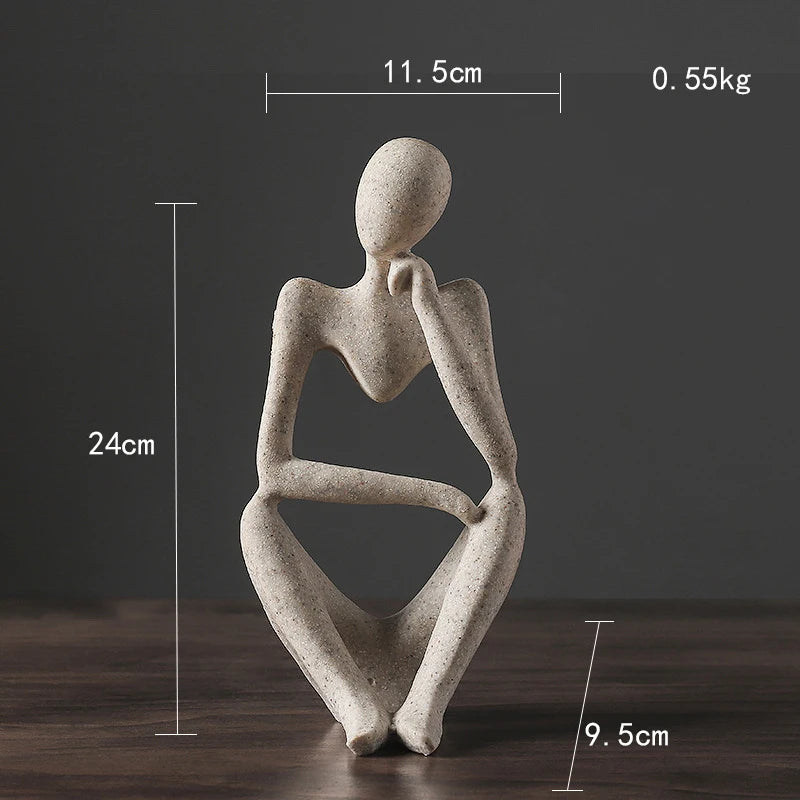 Nordic Abstract Sculpture Thinker Statue Resin Woman Figurine Office Home Decoration Accessories Decor Crafts Modern Art