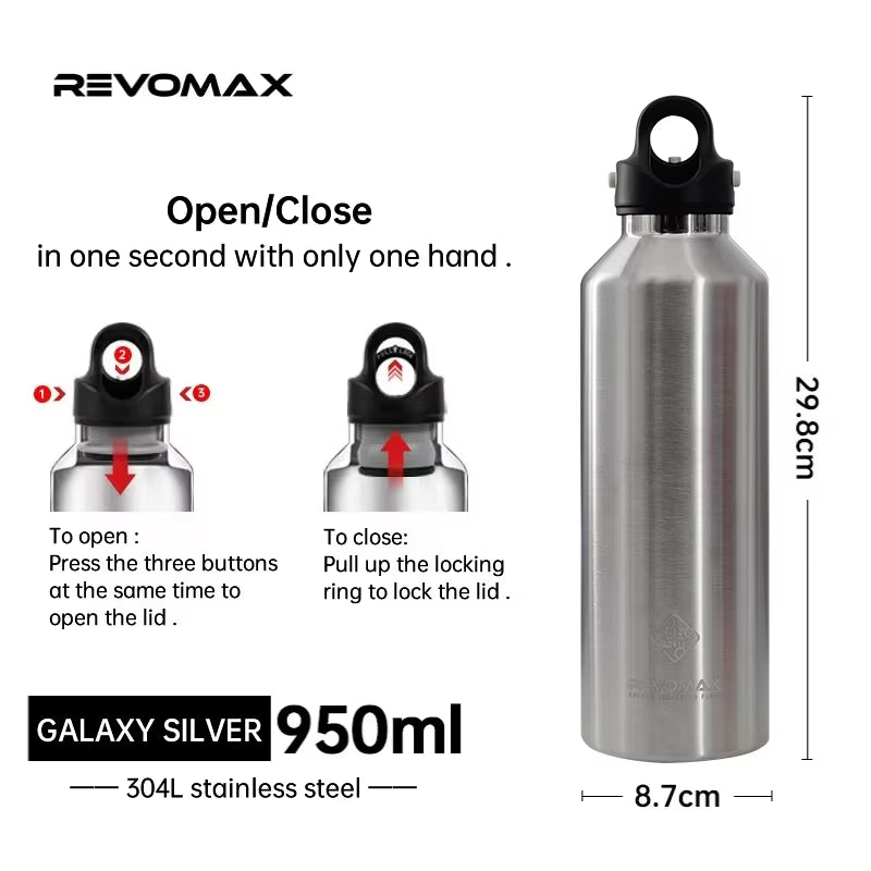 Large Capacity Stainless Steel Thermos Portable Vacuum Flask Insulated Tumbler with No Screw Lid Thermo Bottle 950Ml