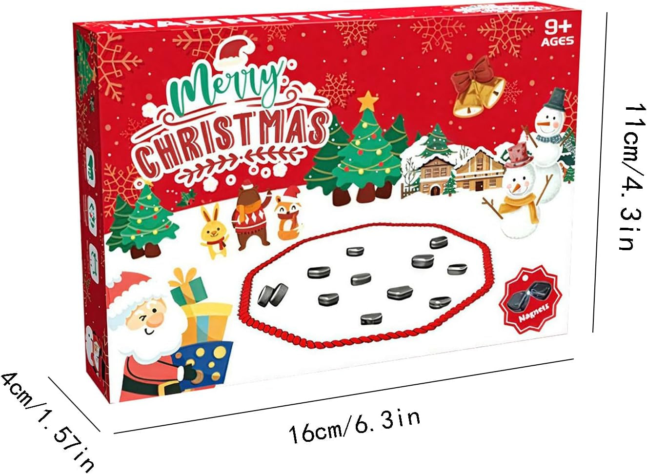 Jeu Magnétique De Table Pour Noël, Jeu D'Échecs Magnétique, Jeu De Société D'Échecs À Effet Magnétique, Jeu D'Échecs Éducatif, Échiquier Portable Pour Réunion De Famill, Voyages Et Camping