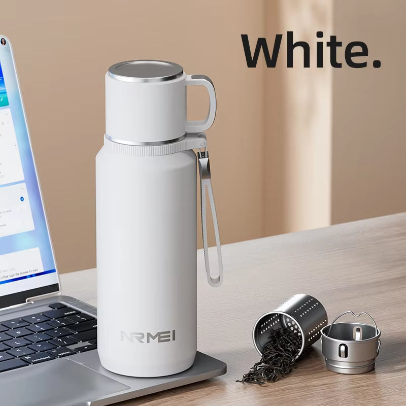 Double Wall Keep Hot and Cold Thermos Bottle Stainless Steel Insulated Bottles Vacuum Flask Large Thermos Cup with Tea Filter