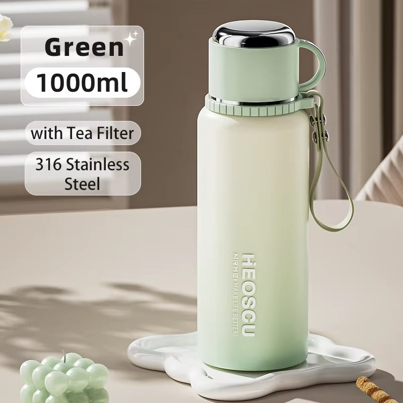 Stanless Steel Thermal Bottle with Tea Filter,Temperature Display Insulated Bottles Outdoor Portable Vacuum Flasks 600-1000ML