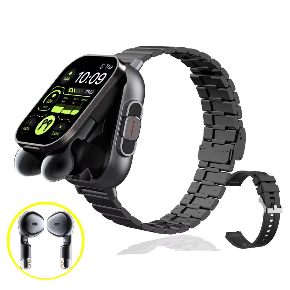 GPS Smart Watch TWS 2-In-1 Headset Bluetooth Call Heart Rate Blood Pressure Health Monitoring Headphones Play Music Smartwatch