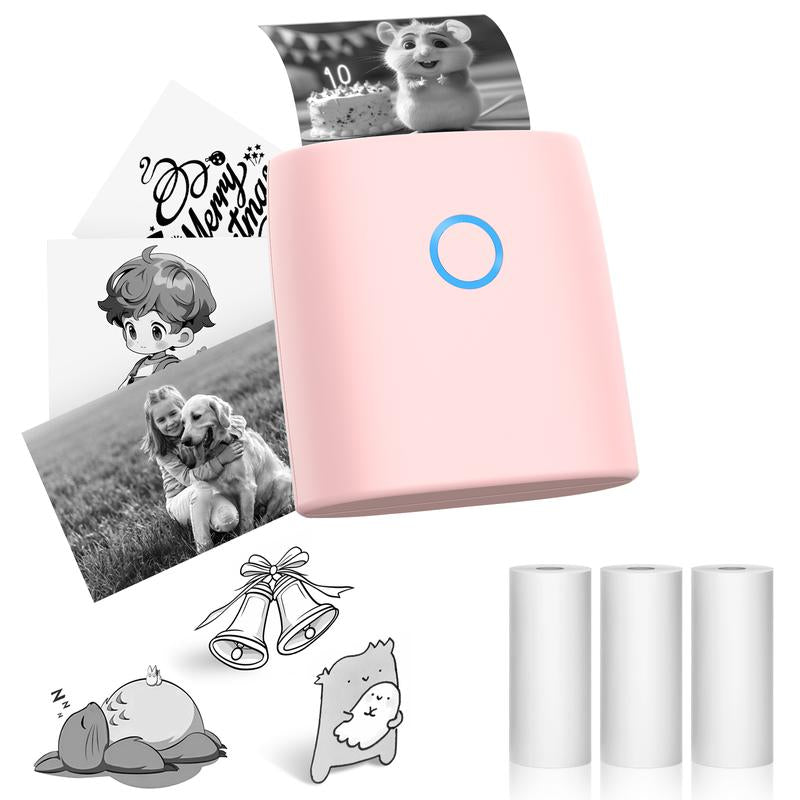 JADENS Mini Sticker Printer-2 Inch Bluetooth Thermal Pocket Printer,Inkless Portable Printer for Study Notes,Photos, Memos,Lists,Work Plans,Diy,Gifts,Journals Sticker Printer