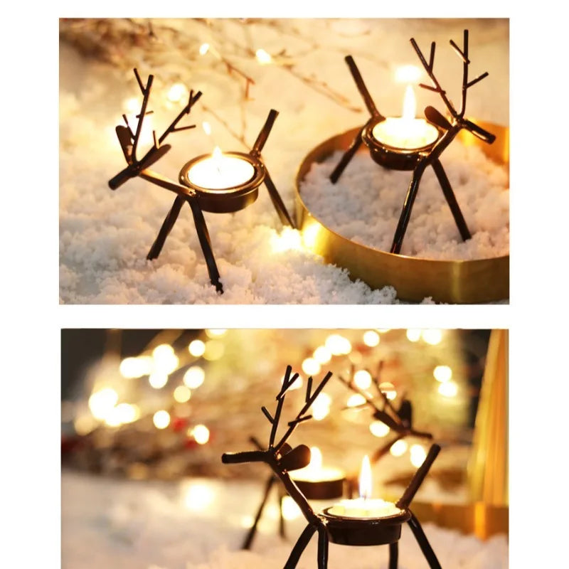 European Deer Candlestick Elk Candle Holder Table Decorative Handmade Iron Art Candlestick Home Desktop Decorations Ornaments