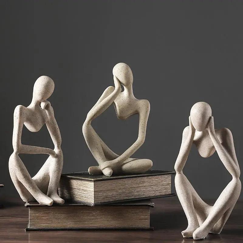 Nordic Abstract Sculpture Thinker Statue Resin Woman Figurine Office Home Decoration Accessories Decor Crafts Modern Art