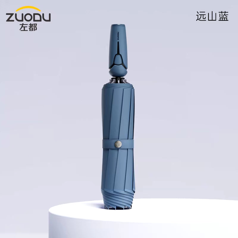 ZUODU Fully Automatic Reverse Umbrella Large Size Reinforced Thickened Folding Retractable Sturdy Windproof Outdoor Camping