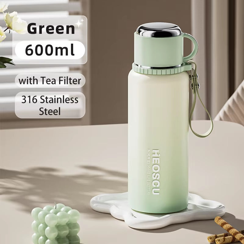Stanless Steel Thermal Bottle with Tea Filter,Temperature Display Insulated Bottles Outdoor Portable Vacuum Flasks 600-1000ML