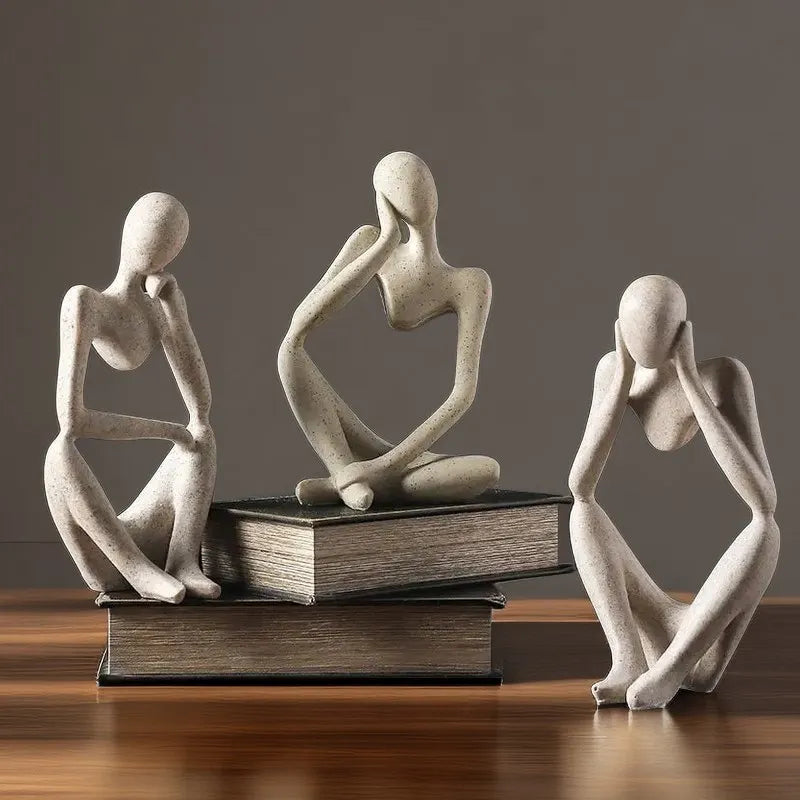 Nordic Abstract Sculpture Thinker Statue Resin Woman Figurine Office Home Decoration Accessories Decor Crafts Modern Art