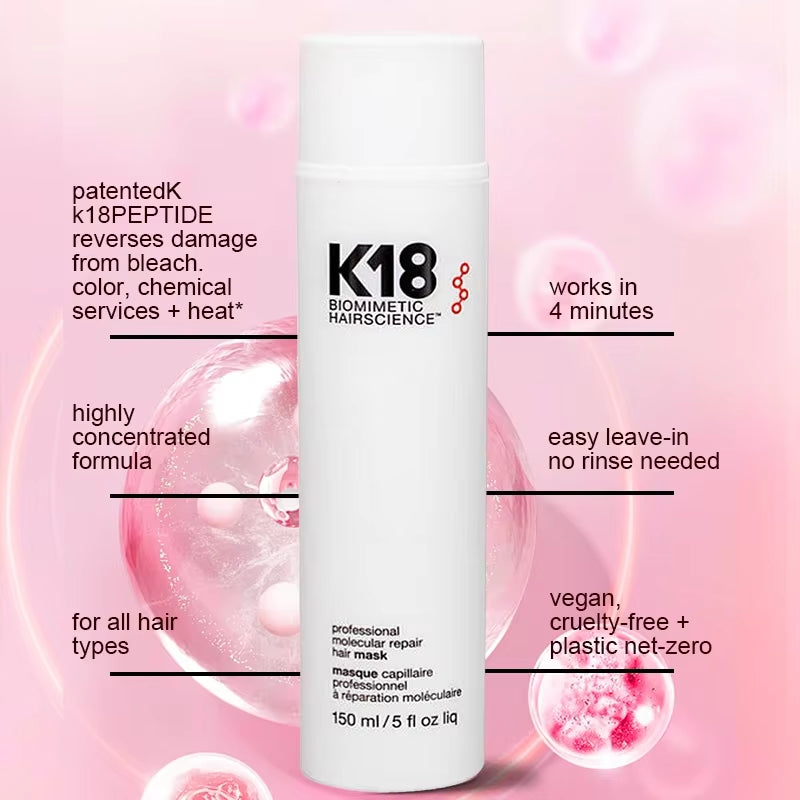 150Ml K18 Leave-In Molecular Hair Mask Original Repair Molecular Hair Damaged Dry Frizzy 4 Minutes Treatment Moisturize